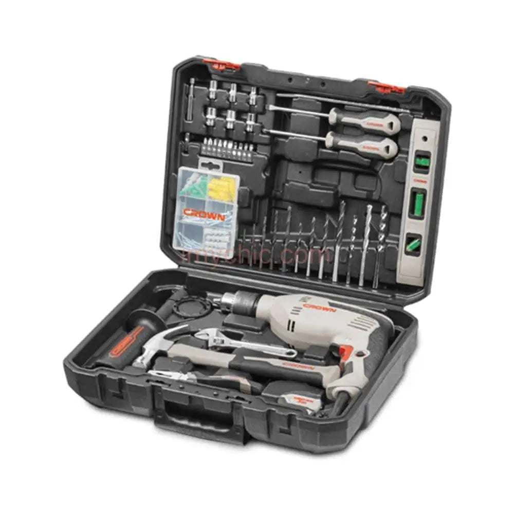 Promo fin d'année =>Perceuse 600W avec valise à outils 98pcs CROWN 11900 da